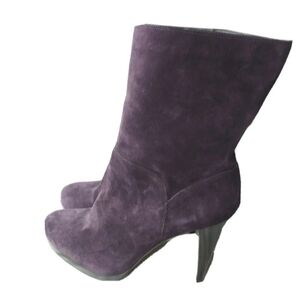 Cole Haan Kennedy Boots Women's Size 10 Purple Suede Mid Calf Boots With Heels